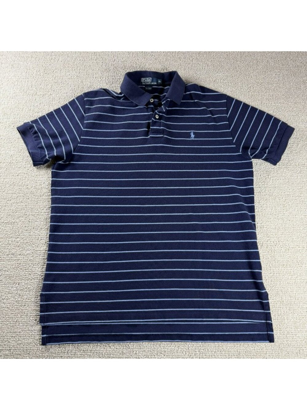 Vintage Polo Ralph Lauren Striped Polo Shirt Blue Men’s Size XL
